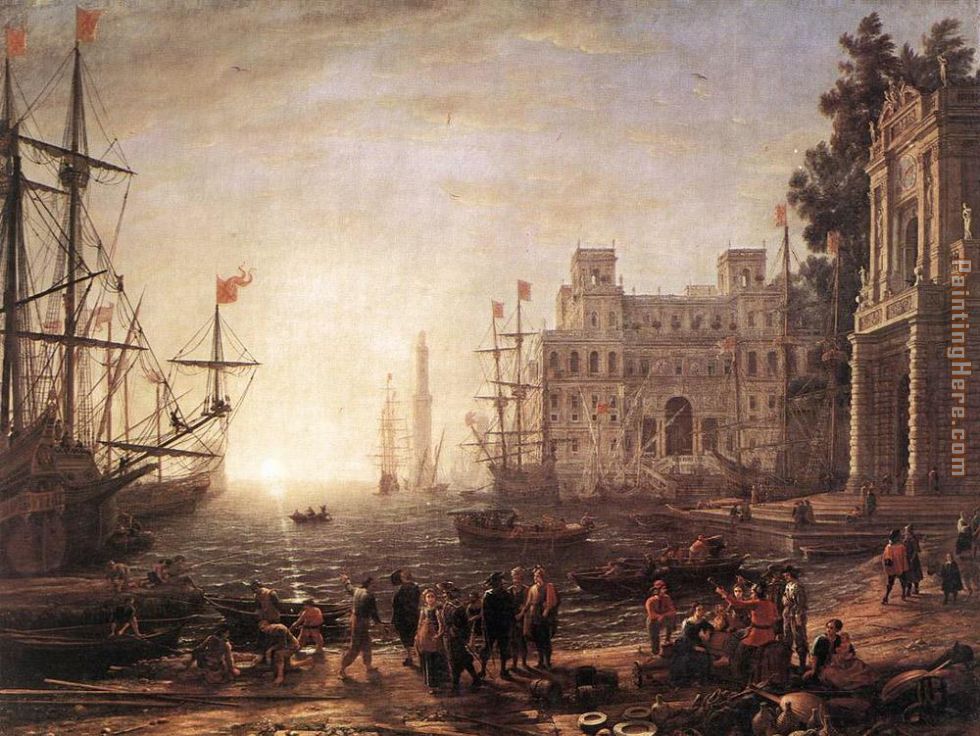 Port Scene with the Villa Medici painting - Claude Lorrain Port Scene with the Villa Medici art painting